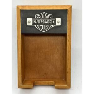 Vintage Harley Davidson Motor Cycles Wooden Note Pad Desk Box Holder 2000